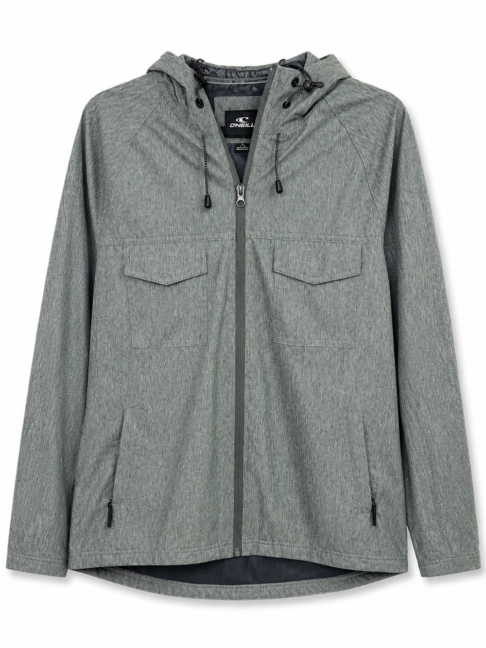 O'Neill Jacket Mens Small Heather Grey Hooded Rain Windbreaker Zip Utility Coat